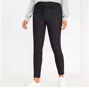 Loft The Sutton Skinny Black Metallic Pant Women’s size 8 Tall NWT High Rise